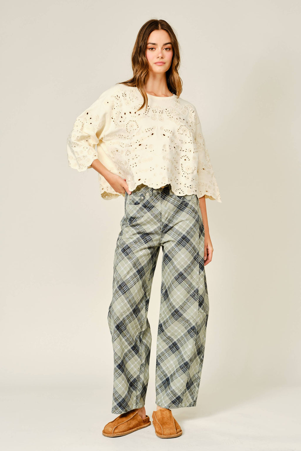 Terry Eyelet Short-Sleeve Sweatshirt