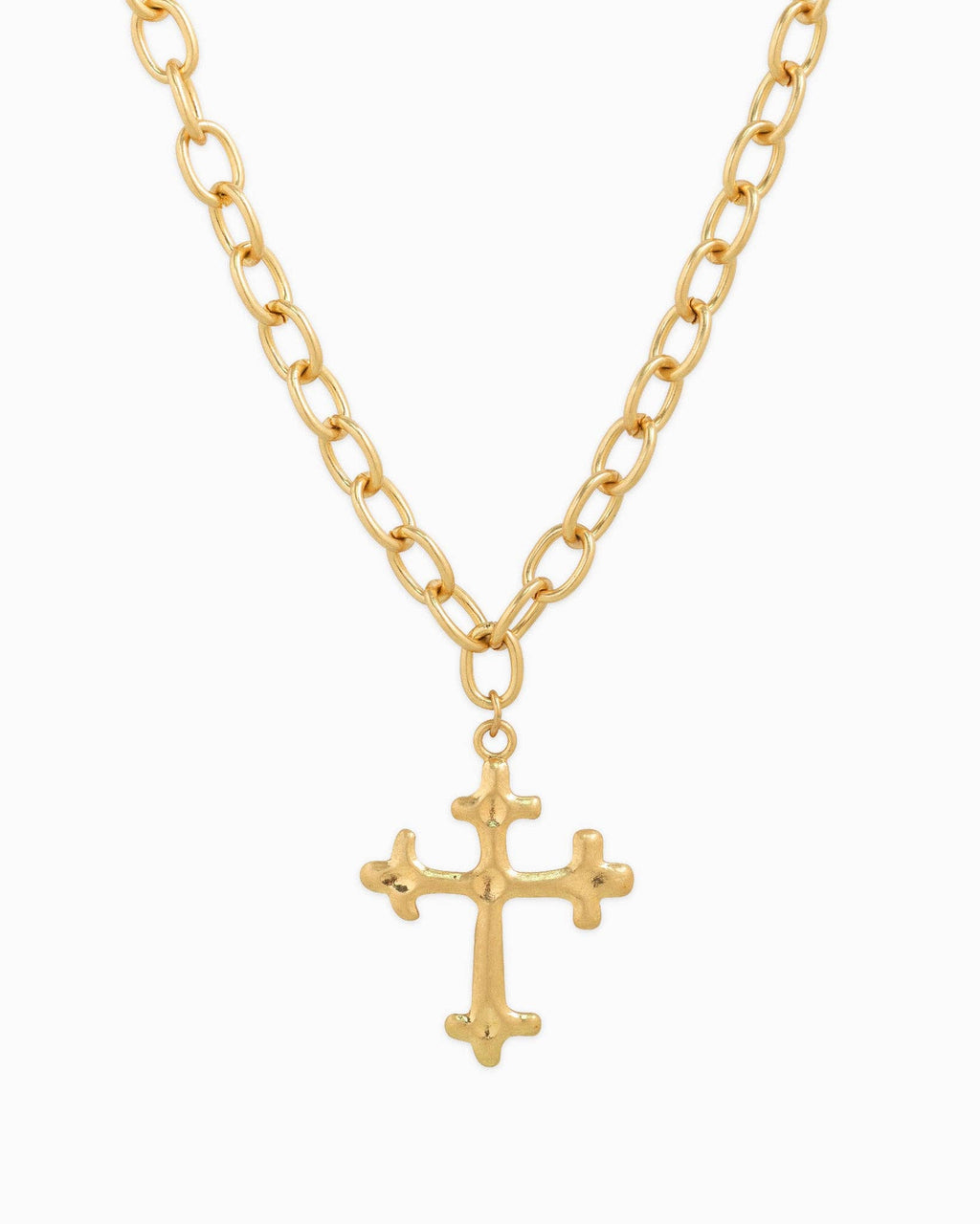 Bold Oval Chain Cross Necklace