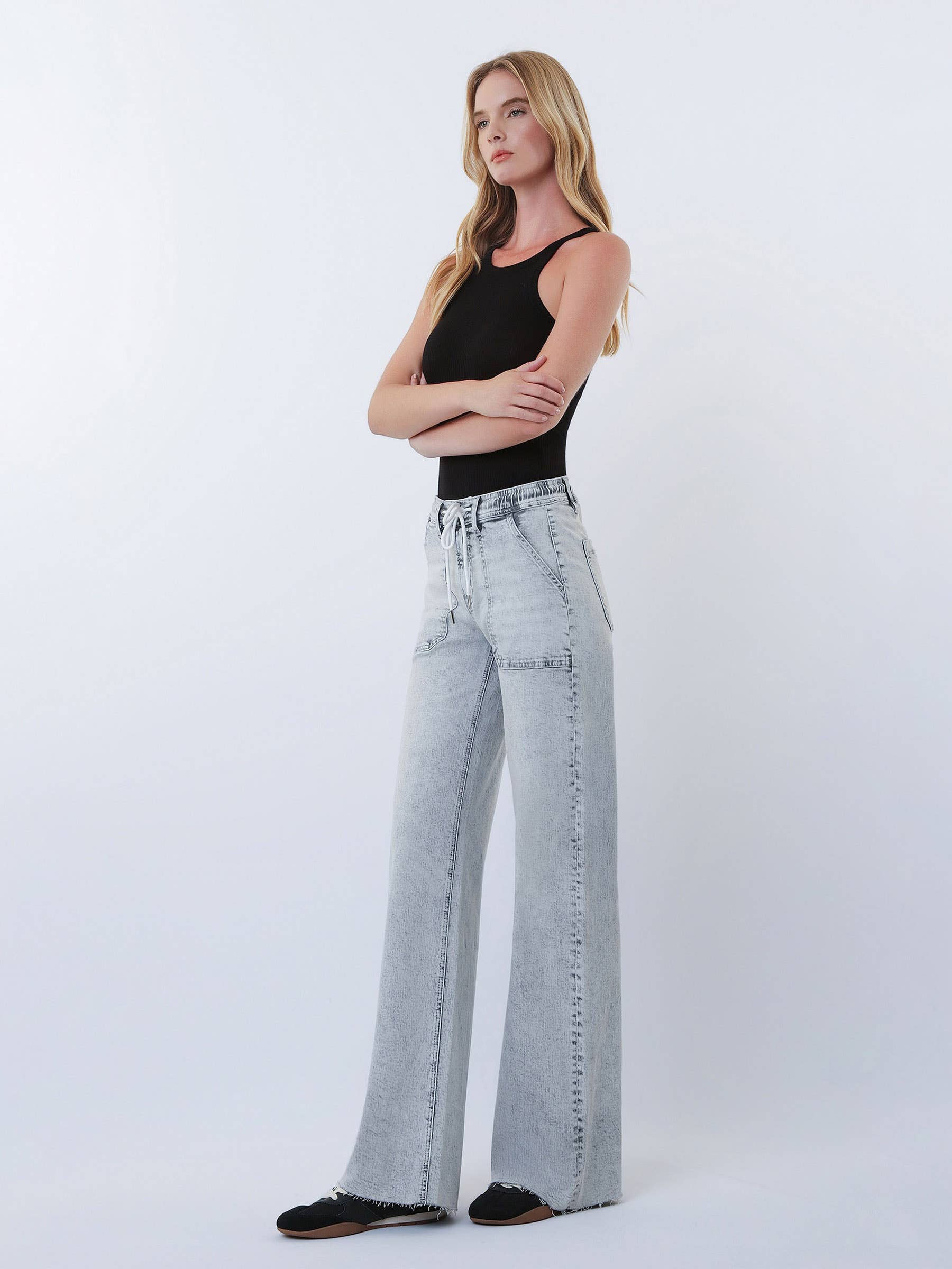 Marlow High Rise Drawstring Wide Leg Jeans
