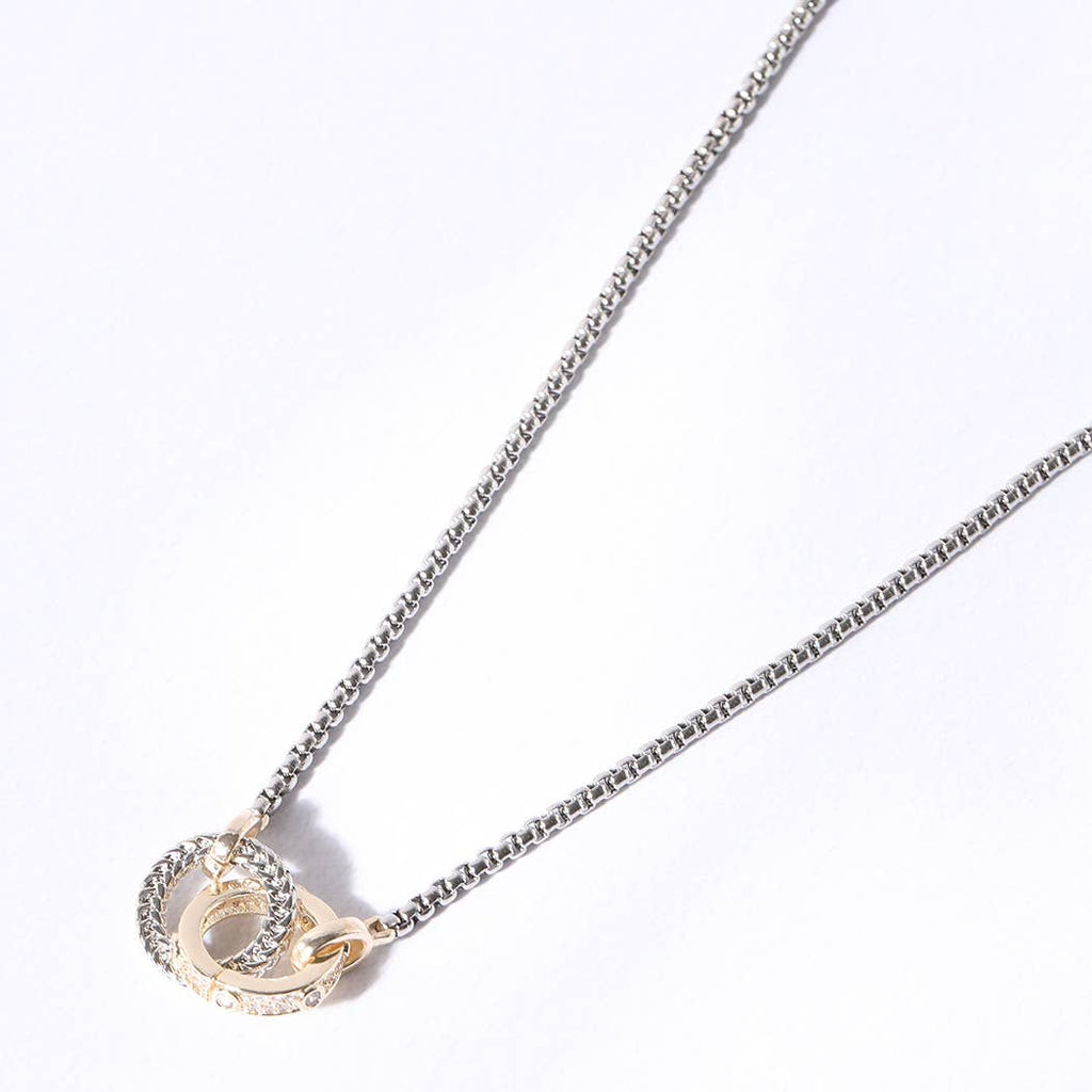 Two Tone Linked Circle Pendant Necklace