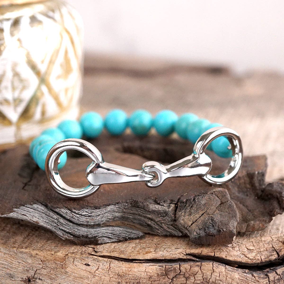 Turquoise Beaded Horse Bit Bracelet – Coastal Rein