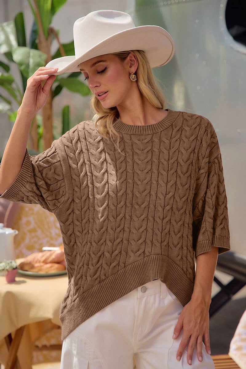 Vivienne Washed Cable Knit Top