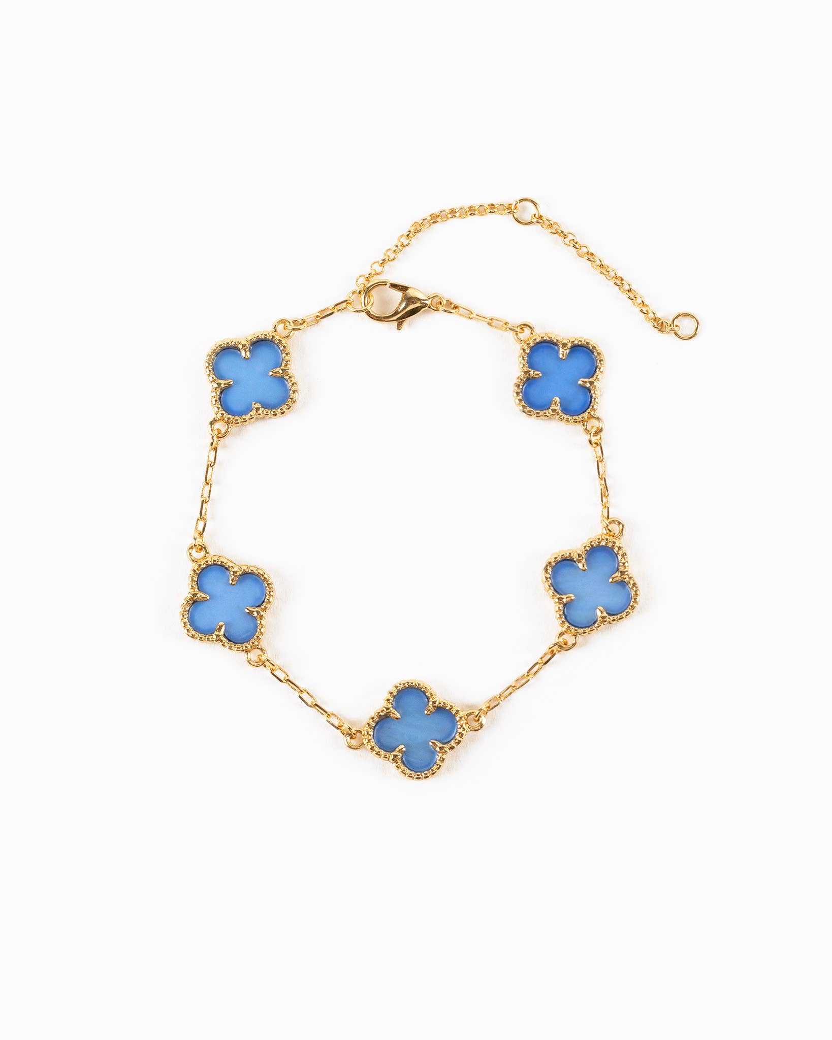 Double Sided Pearl Clover Chain Bracelet