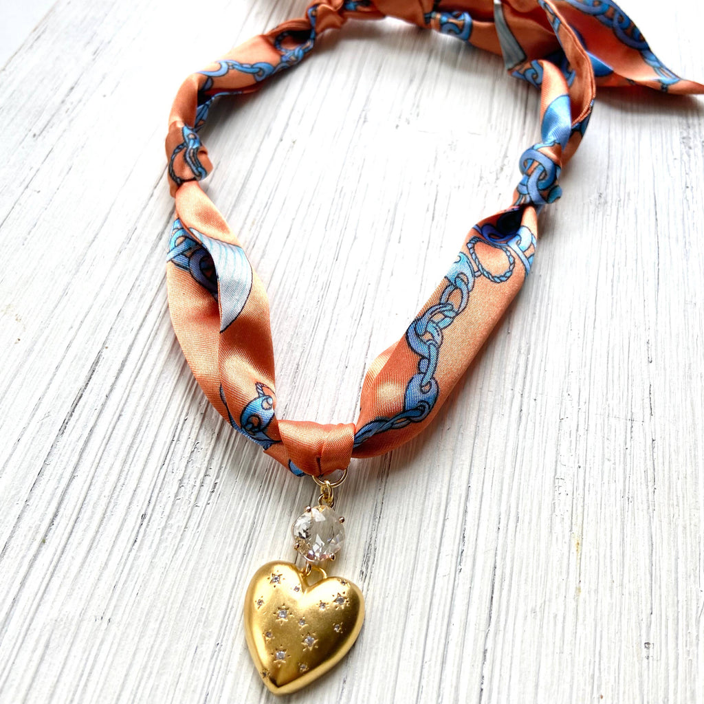 Van Gough Scarf Necklace w/ Charms + Pendants