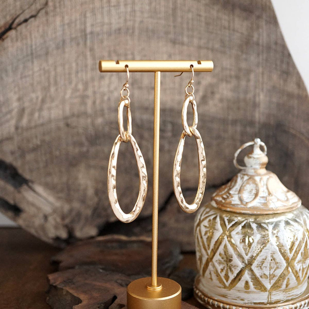 Molten Loop – Hammered Oval Link Drop Earrings