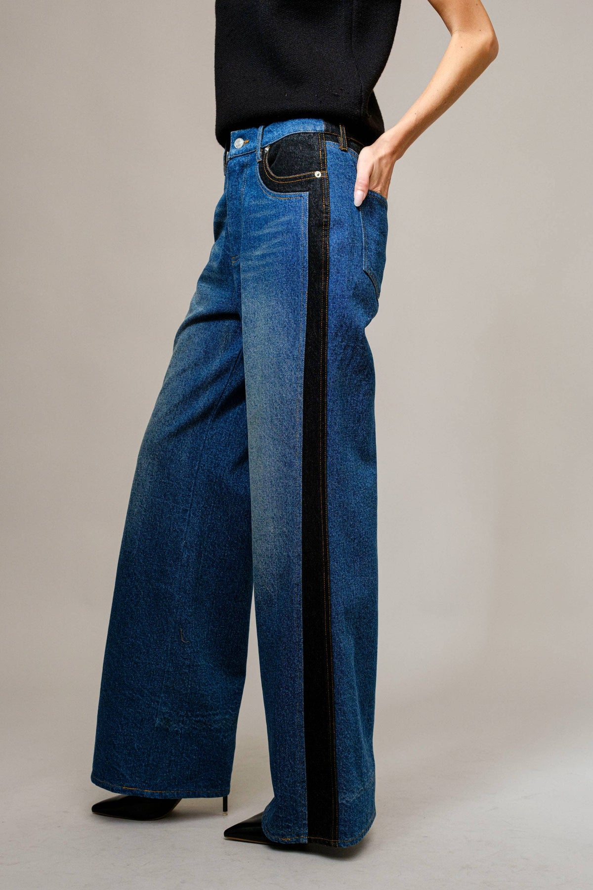 Verona Two-Tone Wide Leg Jeans