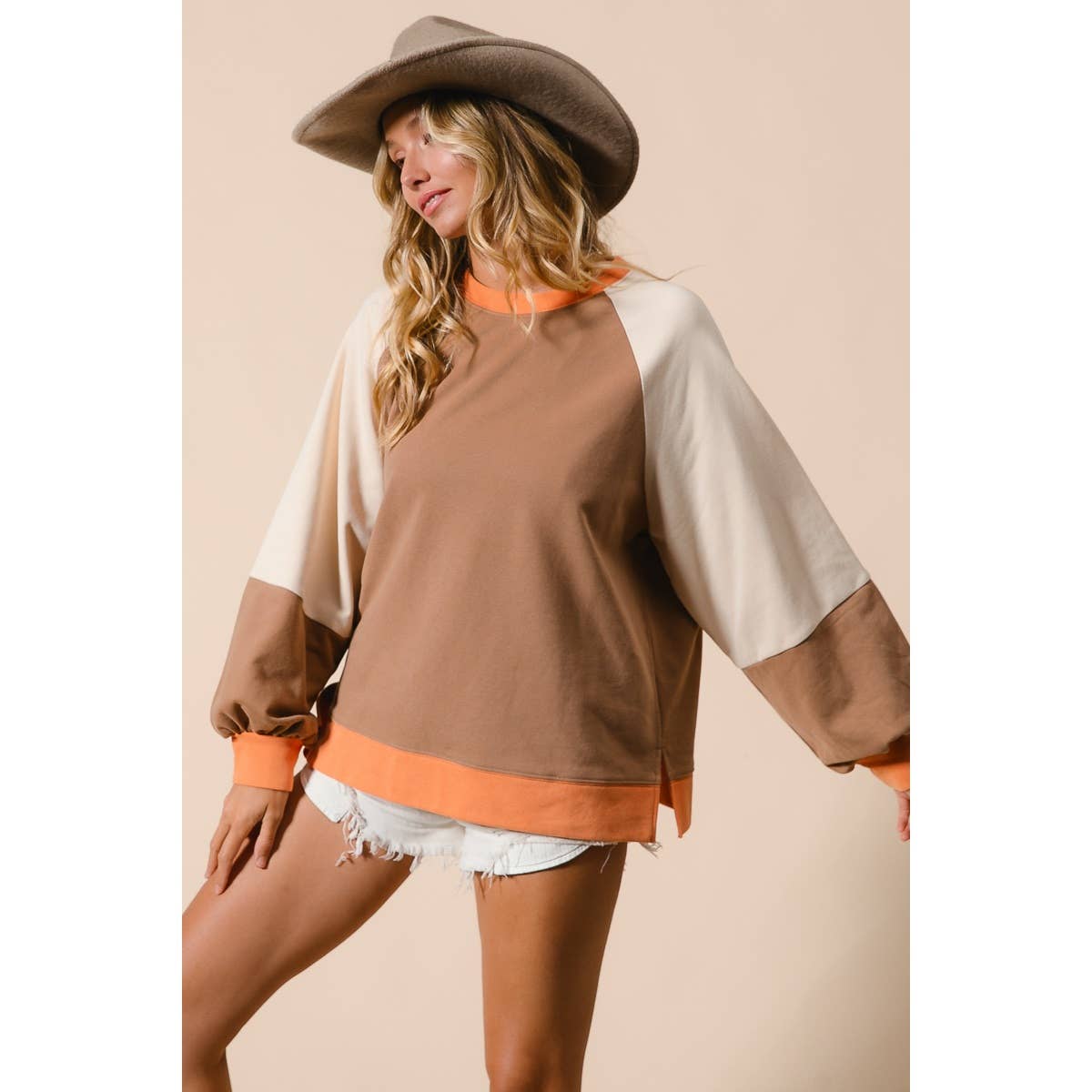 Maris French Terry Color Block Top