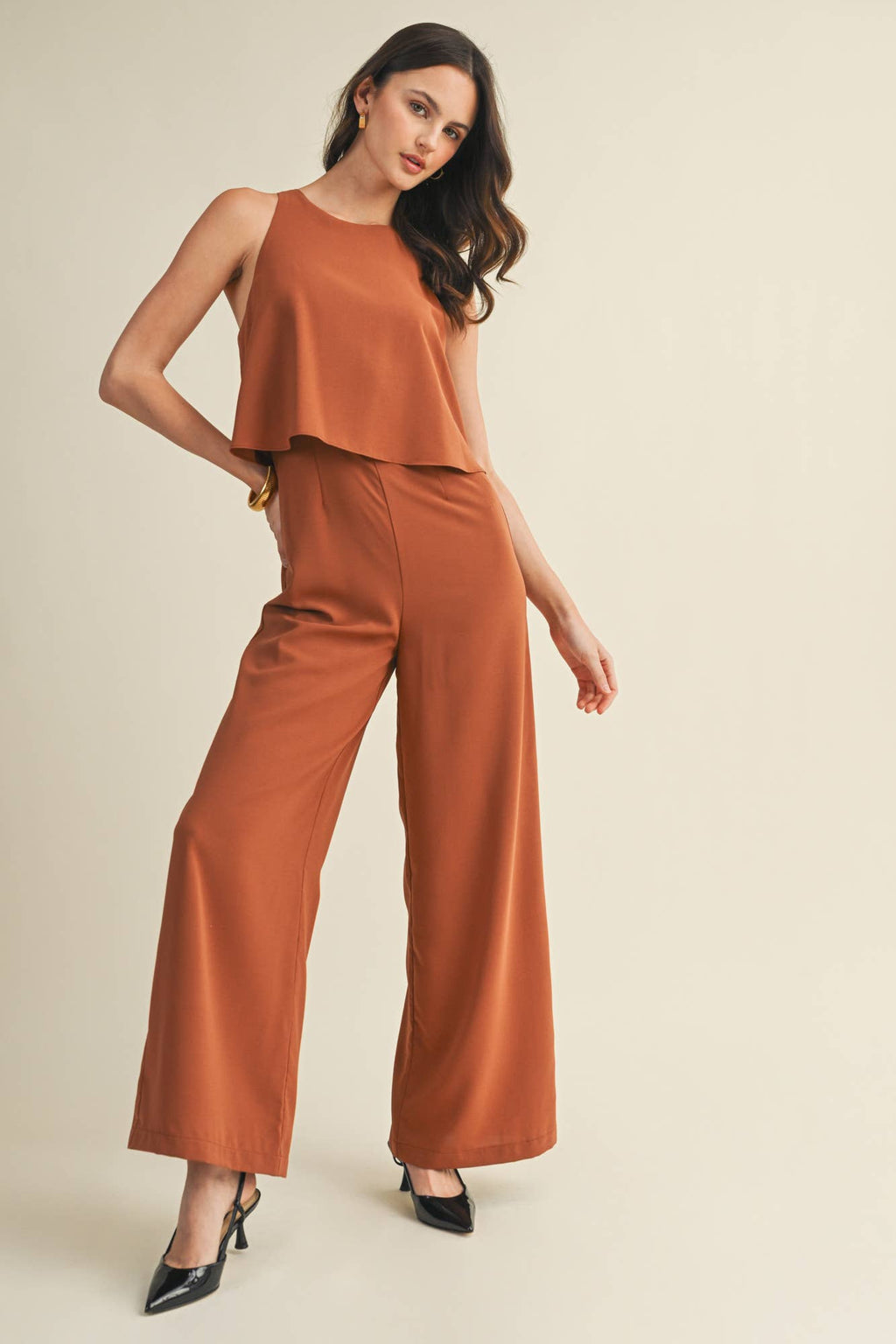 Lola Sleeveless Jumpsuit in Soft Hazel