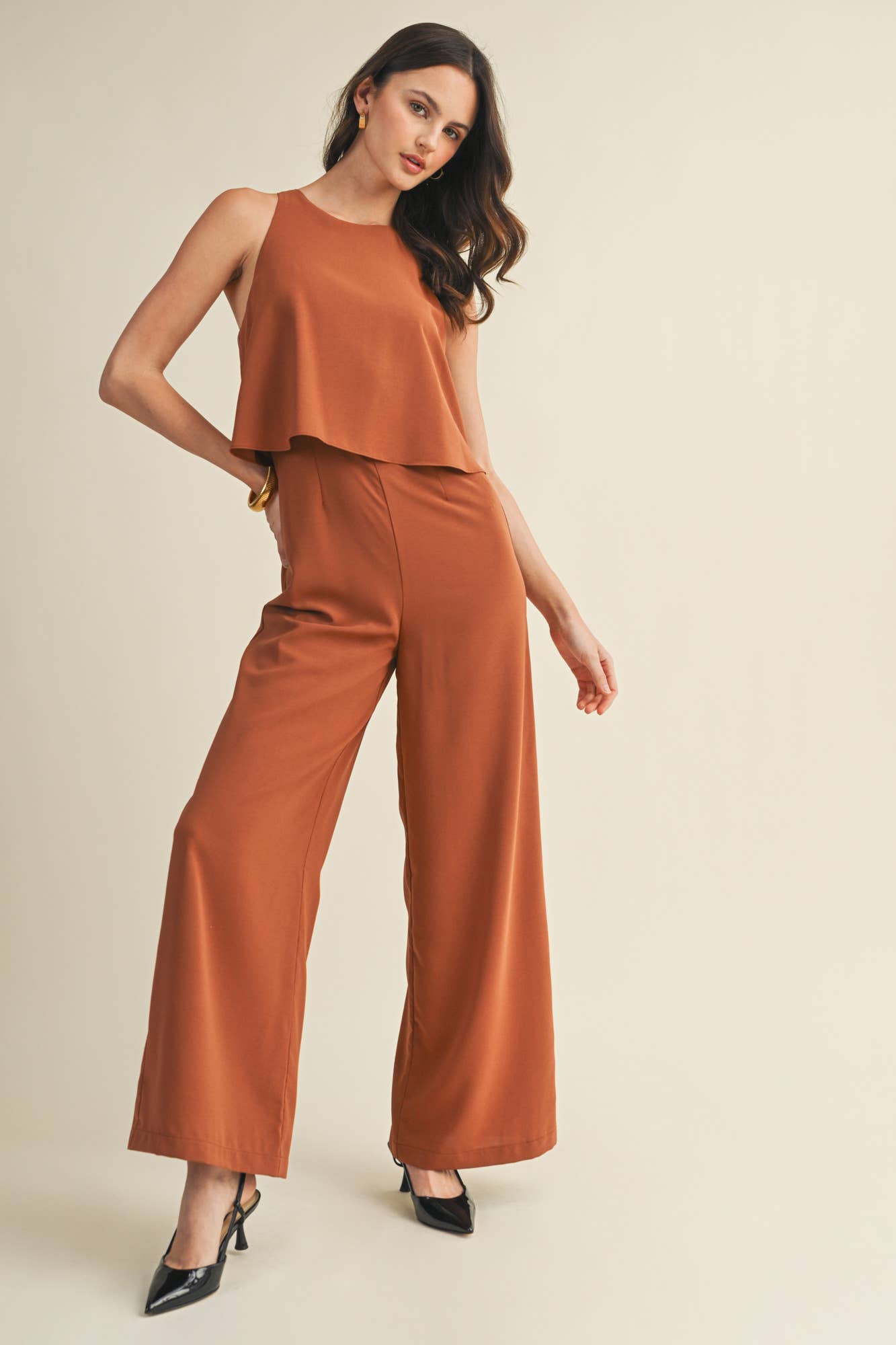 Lola Sleeveless Jumpsuit in Soft Hazel