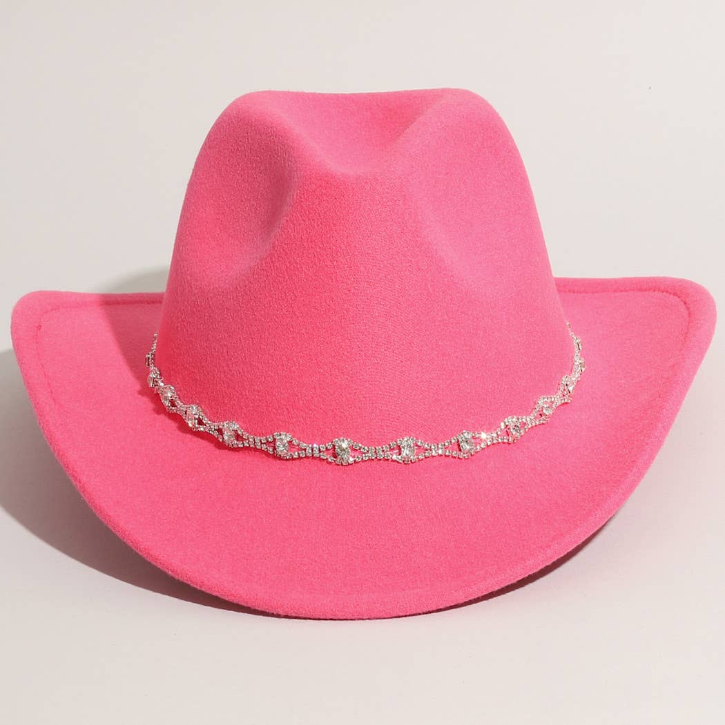Rhinestone Decorative Solid Color Cowboy Hat