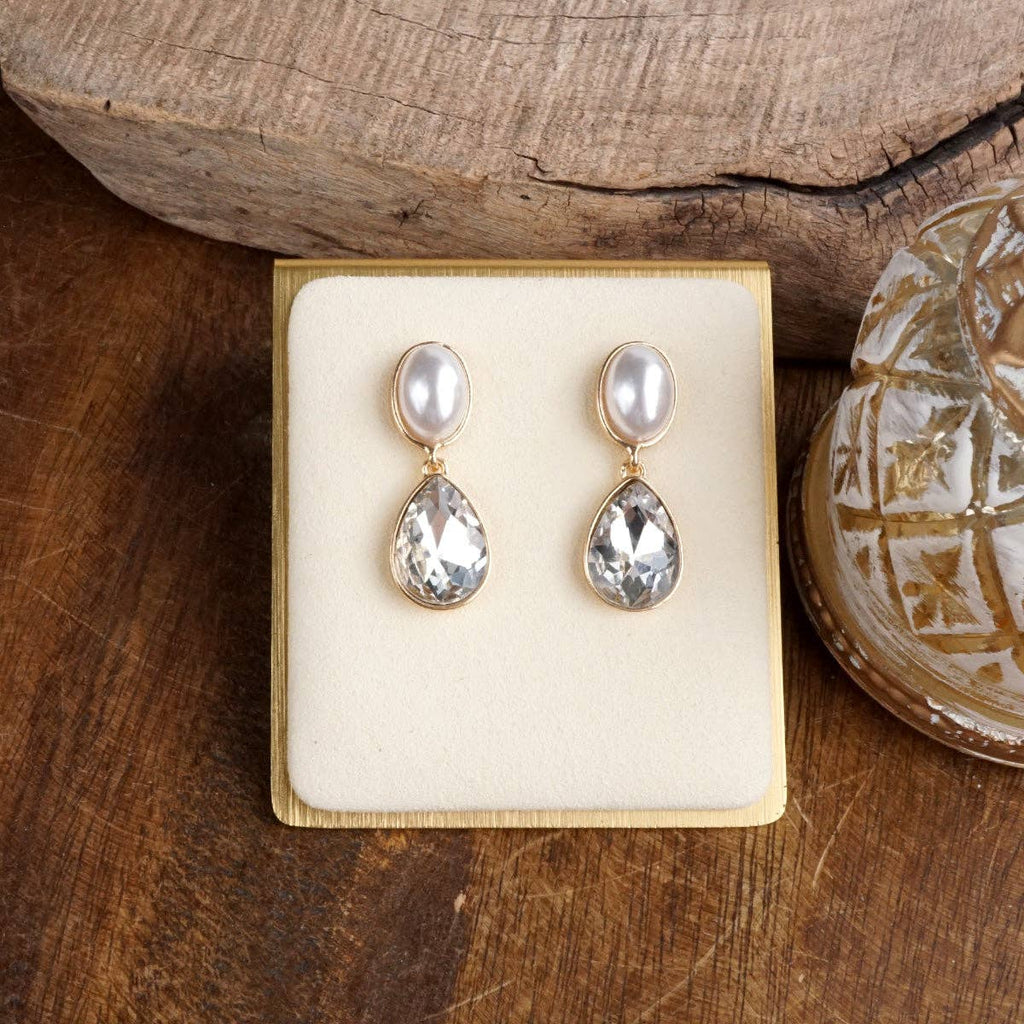 Moonlit Grace – Classic Teardrop Jeweled Statement Earrings