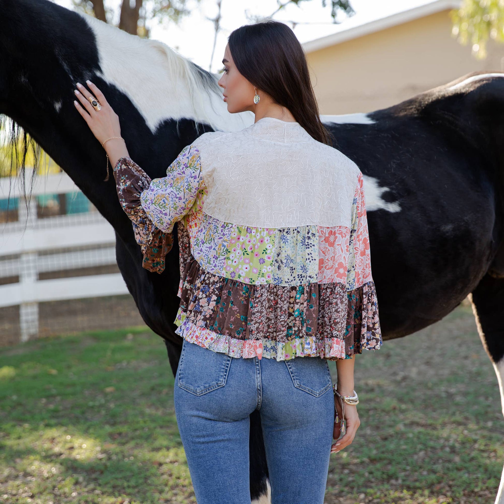 Boho Patchwork Embroidered Summer Shrug Top/ Marlowe