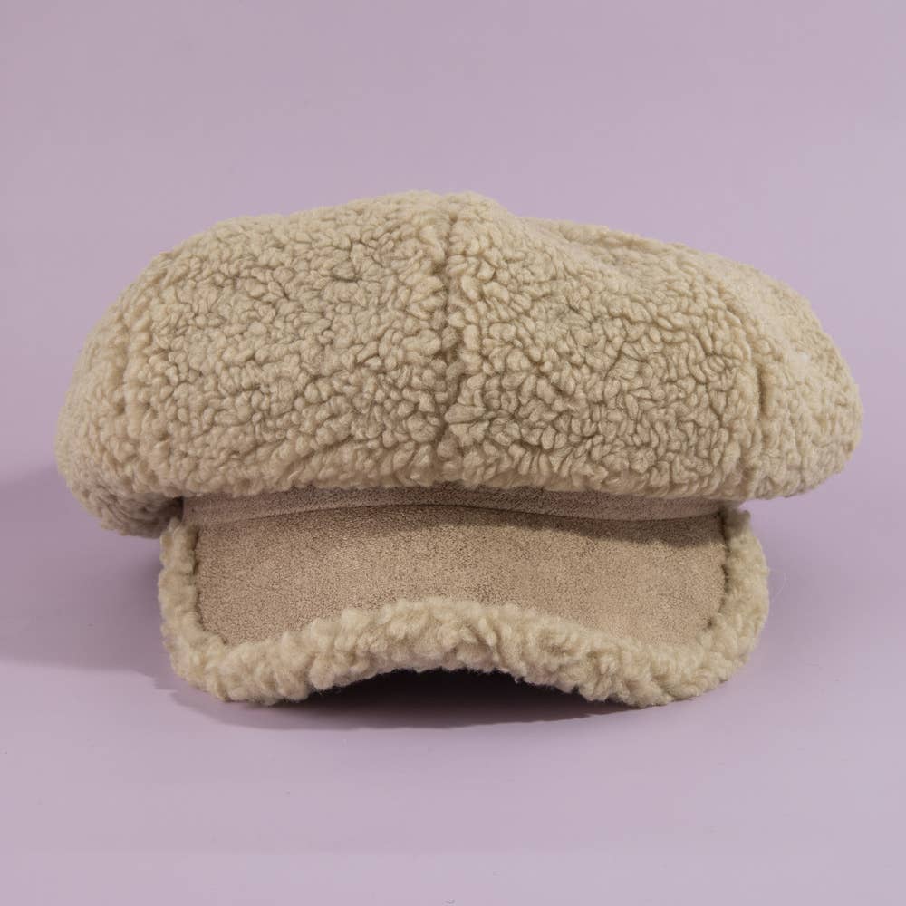 Sherpa Fleece Baker Boy Cap