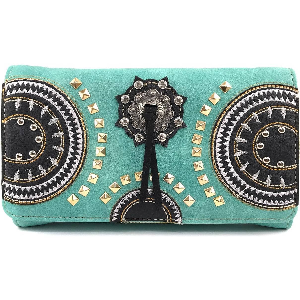 Medallion Concho Vintage Western Crossbody Wallet