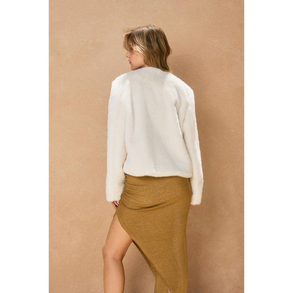 Wind Whispers Faux Fur Patch Pocket Jacket