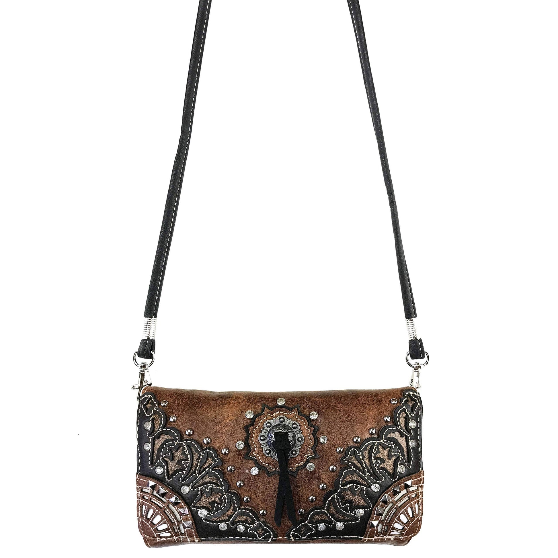 Concho Floral Crossbody Wallet