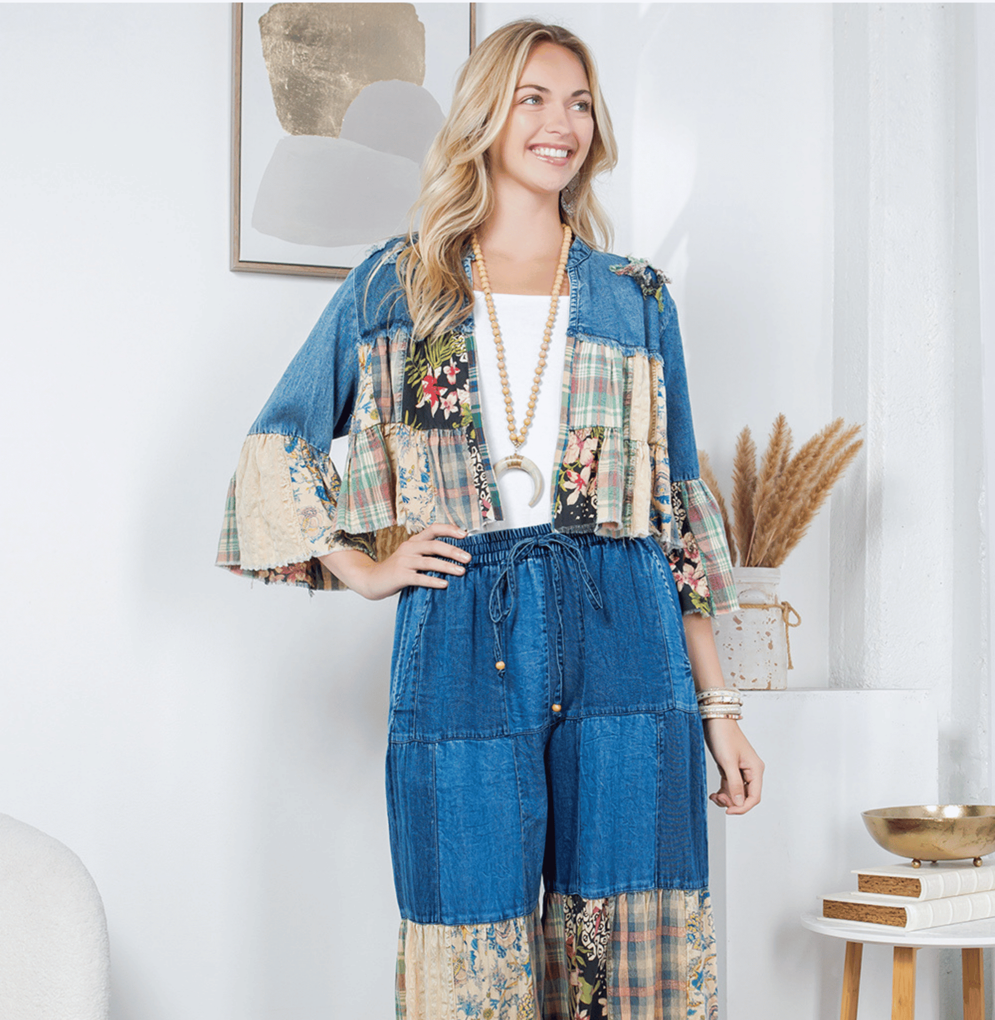 Boho Patchwork and Denim Summer Top