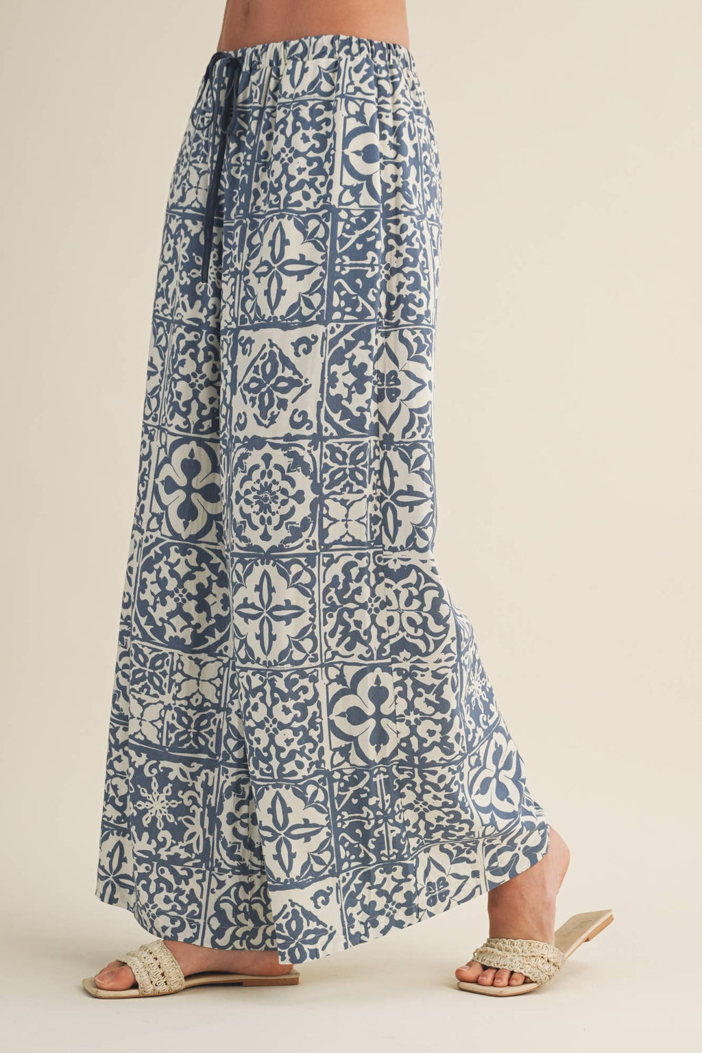 Geometric Tile Print Palazzo Trousers