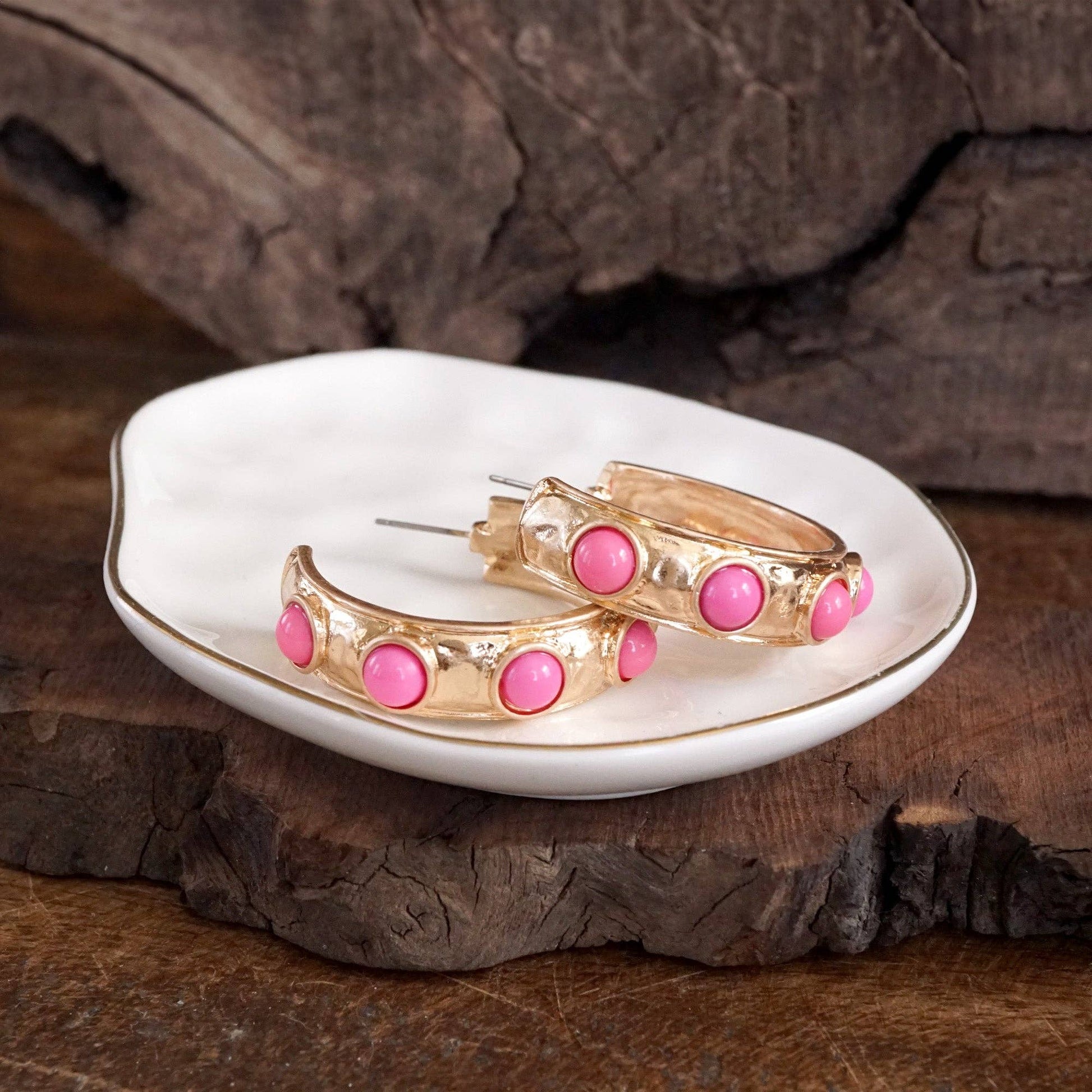 Jeweled Bubble Hoop Earrings – Colorful Acrylic Cabochons