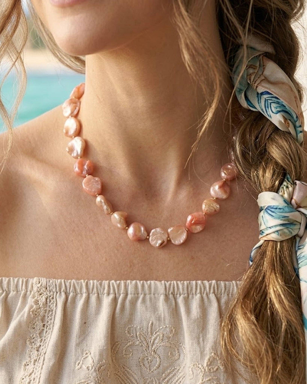 Coastal Organic Shell Bead Necklace