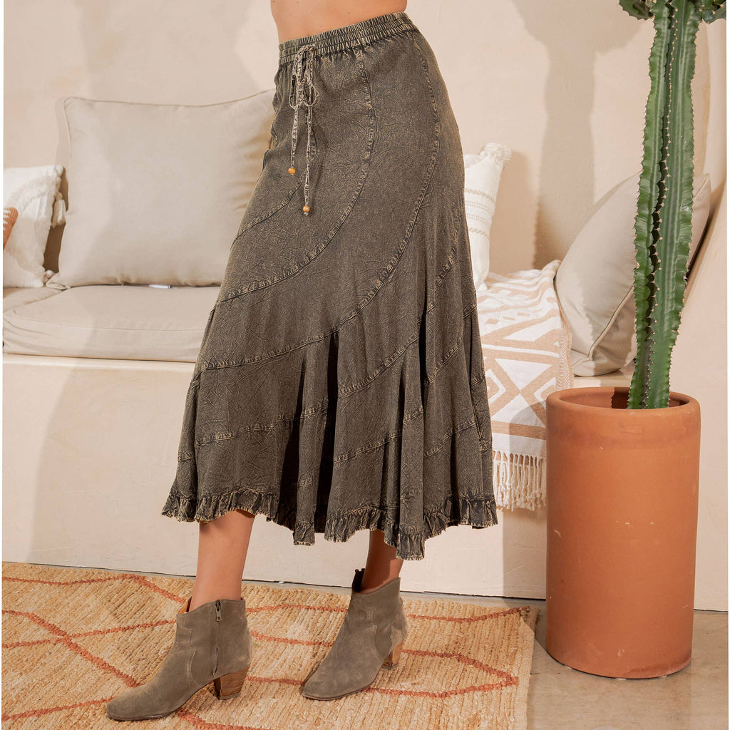 Boho Flair: Asymmetrical Mid-Length Skirt
