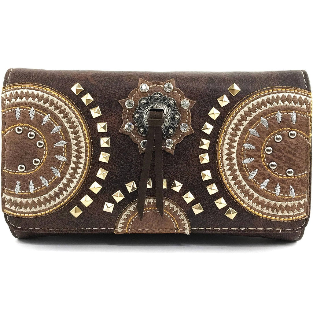 Medallion Concho Vintage Western Crossbody Wallet