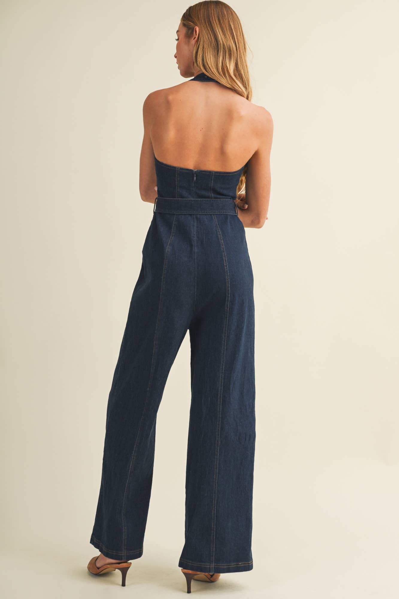 Square-Neck Halter Wide-Leg Jumpsuit
