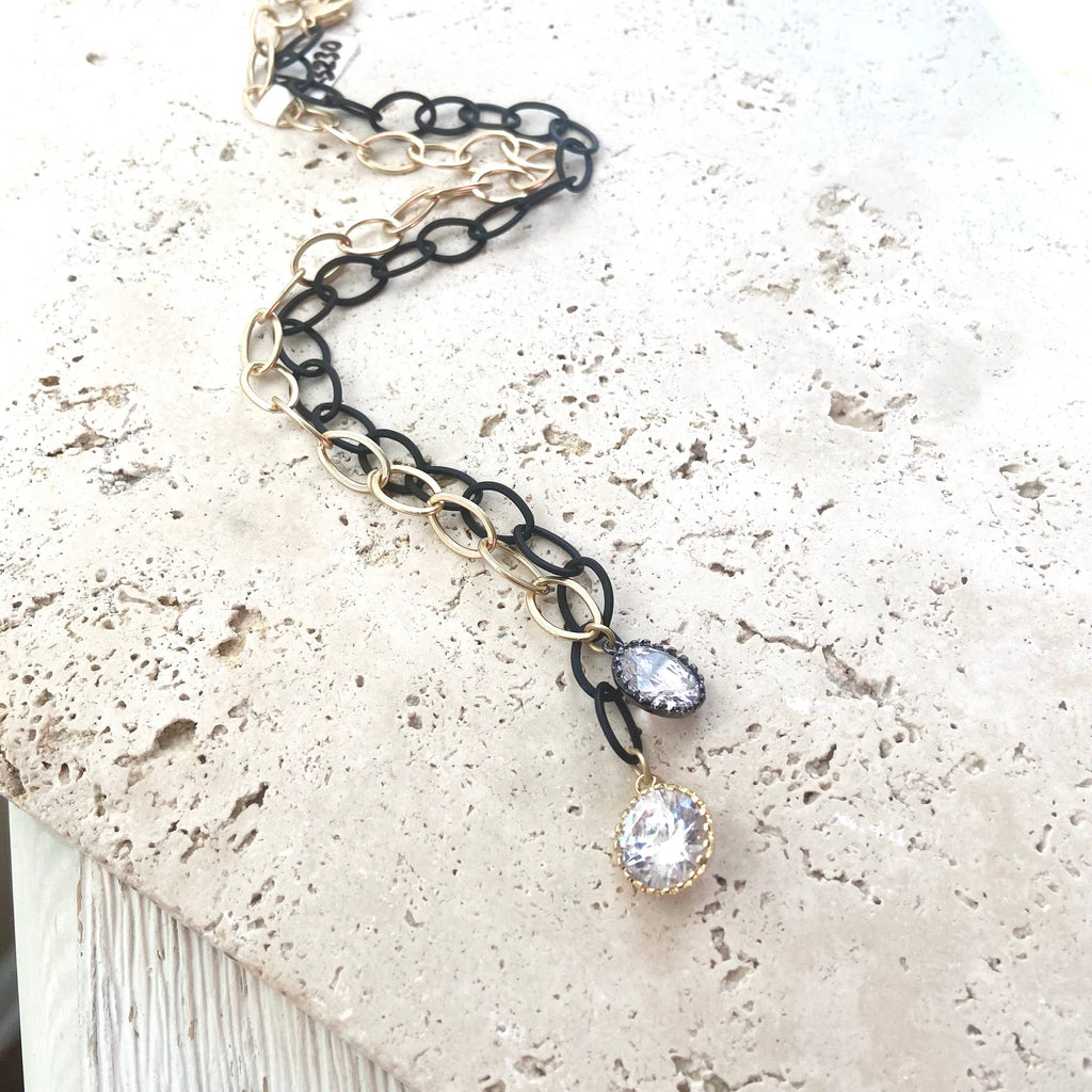 Matte Gold + Black Mixed Medal Necklace