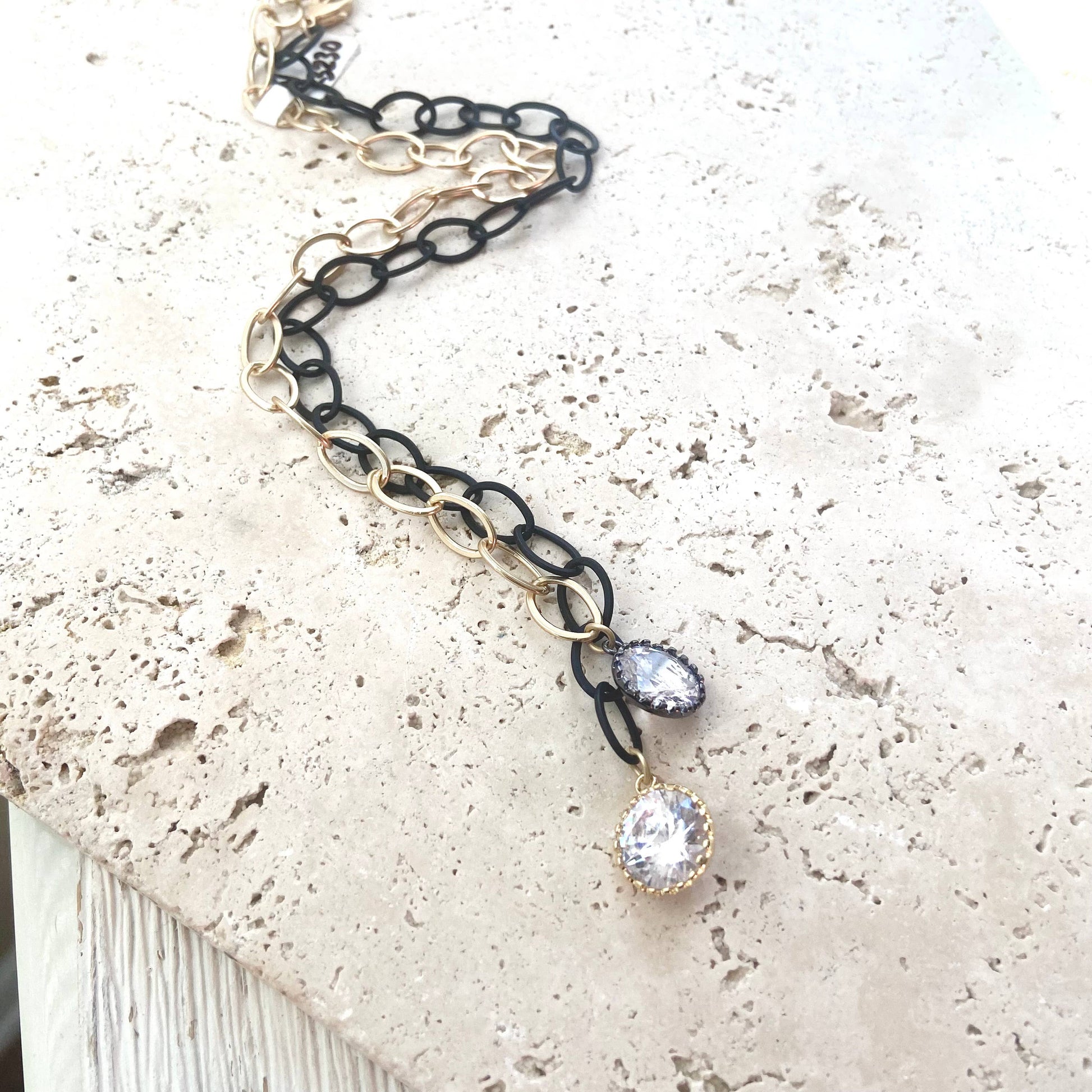 Matte Gold + Black Mixed Medal Necklace