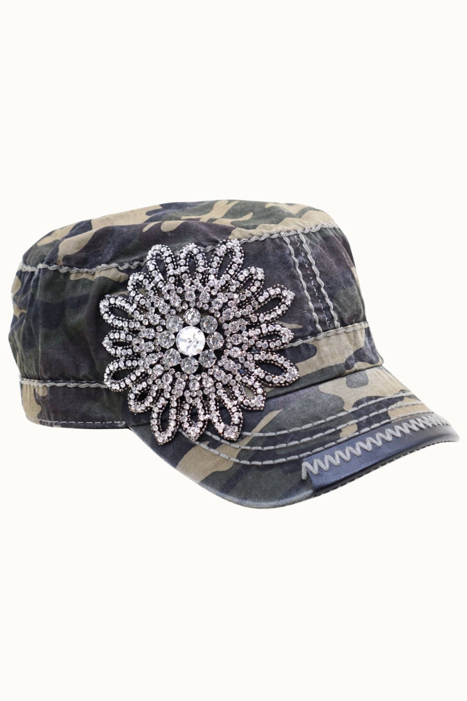 Sunflower Bejeweled Glitz Cadet Cap, Adjustable
