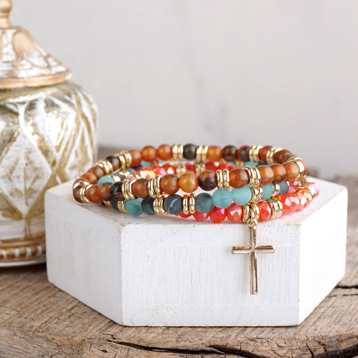 Cross Bracelet Stack Set – Desert Faith Stack - 3 colorways