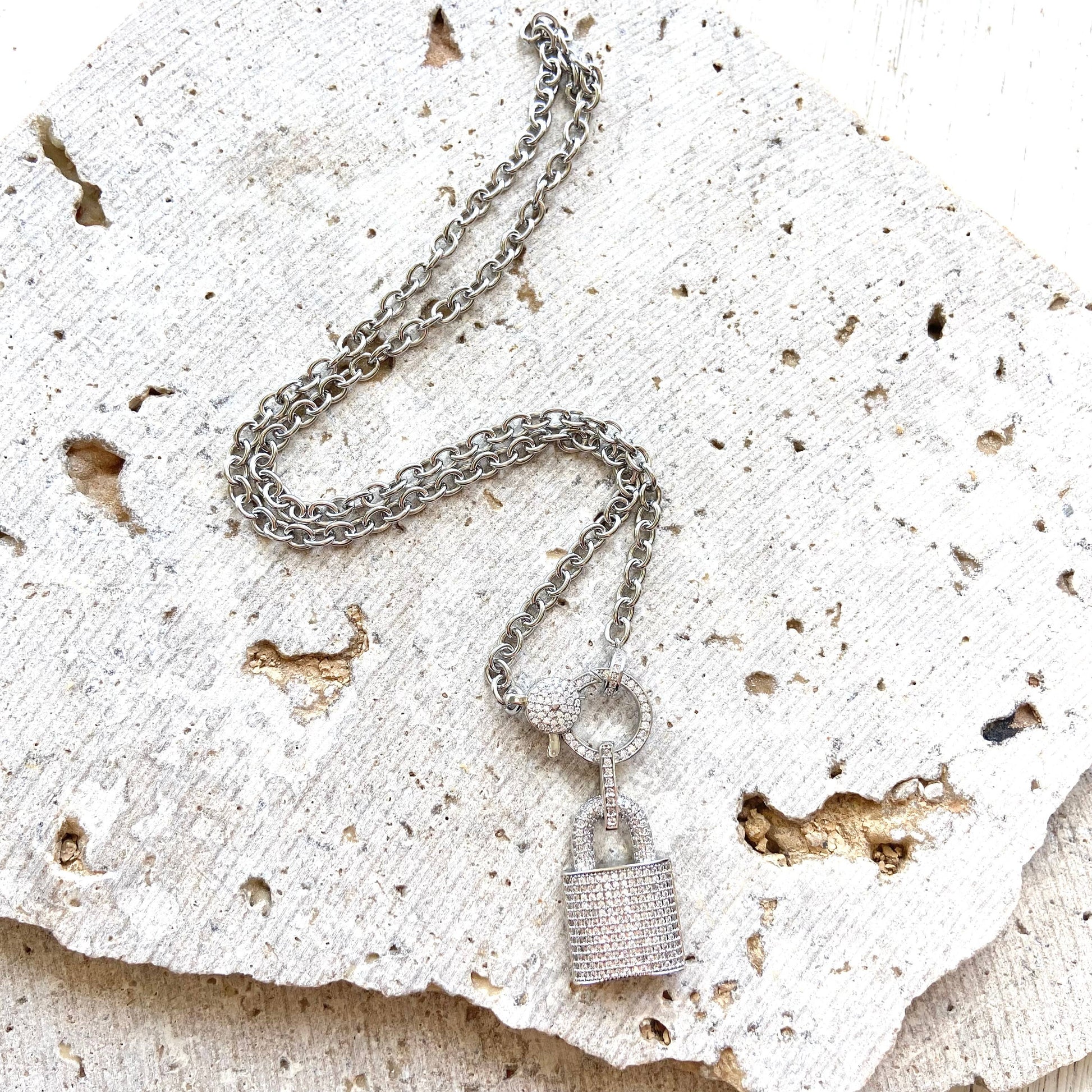 Lock Necklace w/ Micro Pave