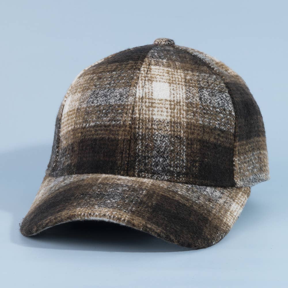 Shadow Plaid Curved Brim Baseball Cap