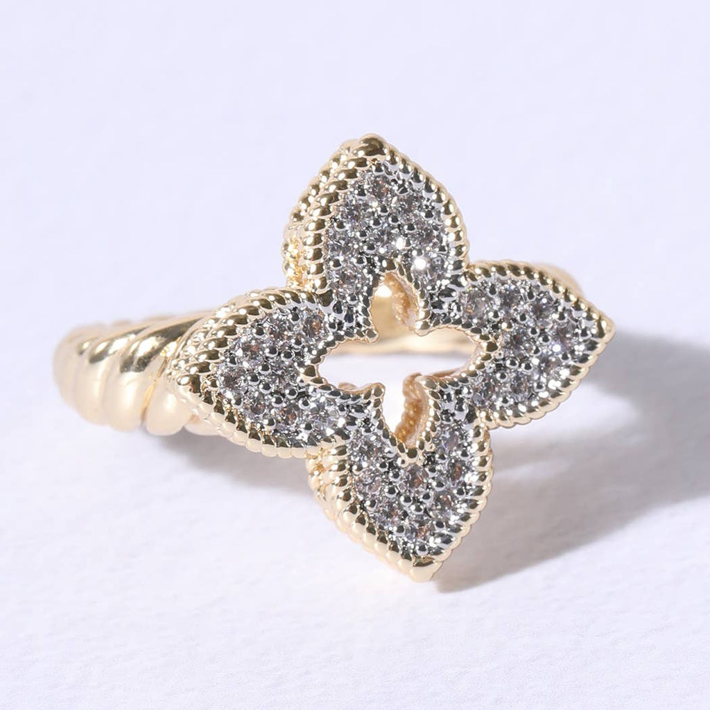 Princess Flower Clover Cubic Zirconia Rings