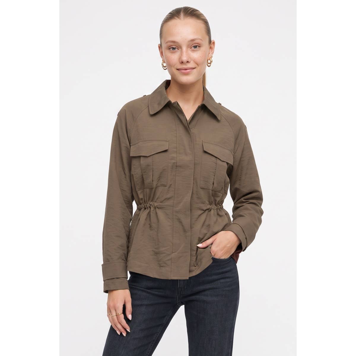 Drawstring Waist Utility Jacket