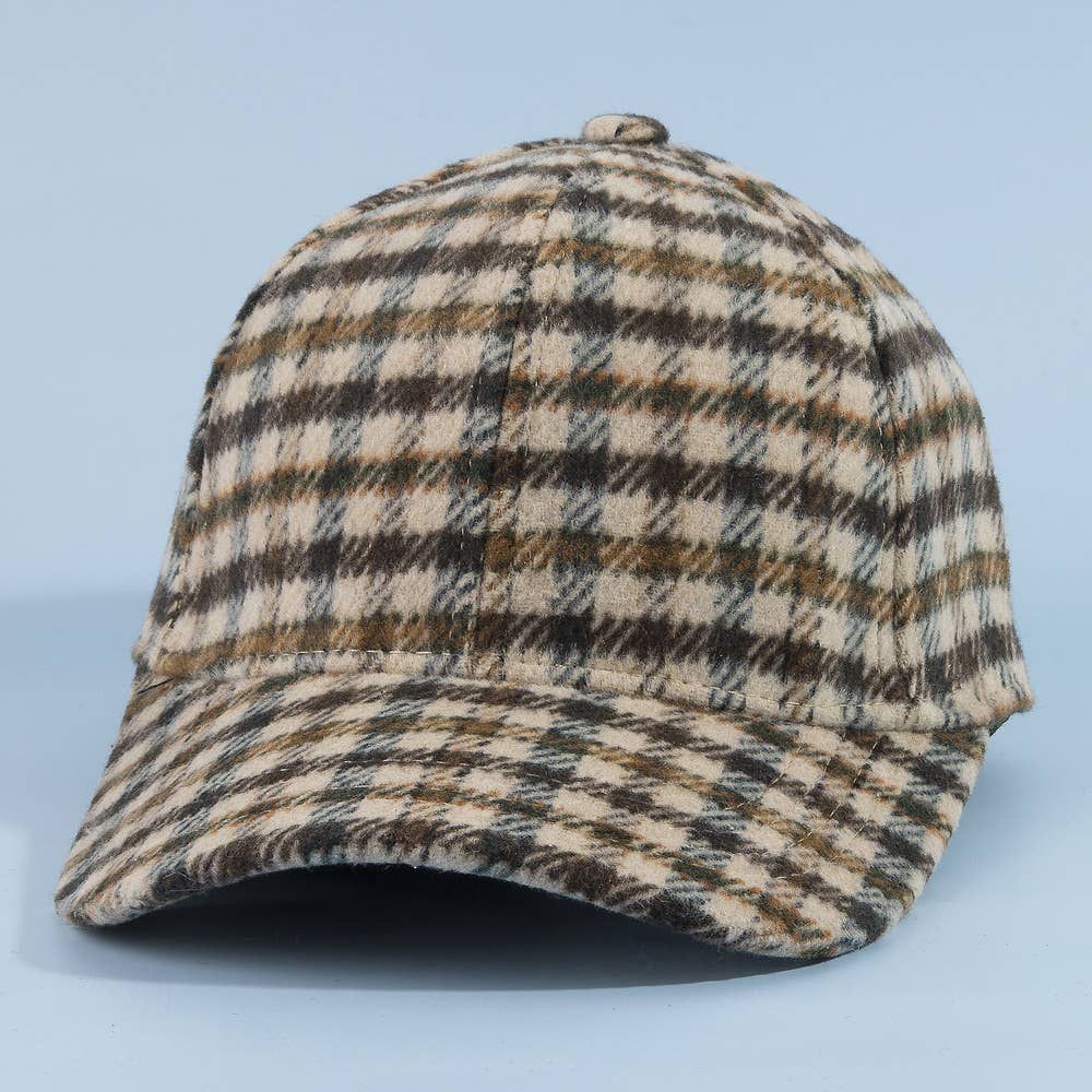 Tartan Check Curved Brim Baseball Cap