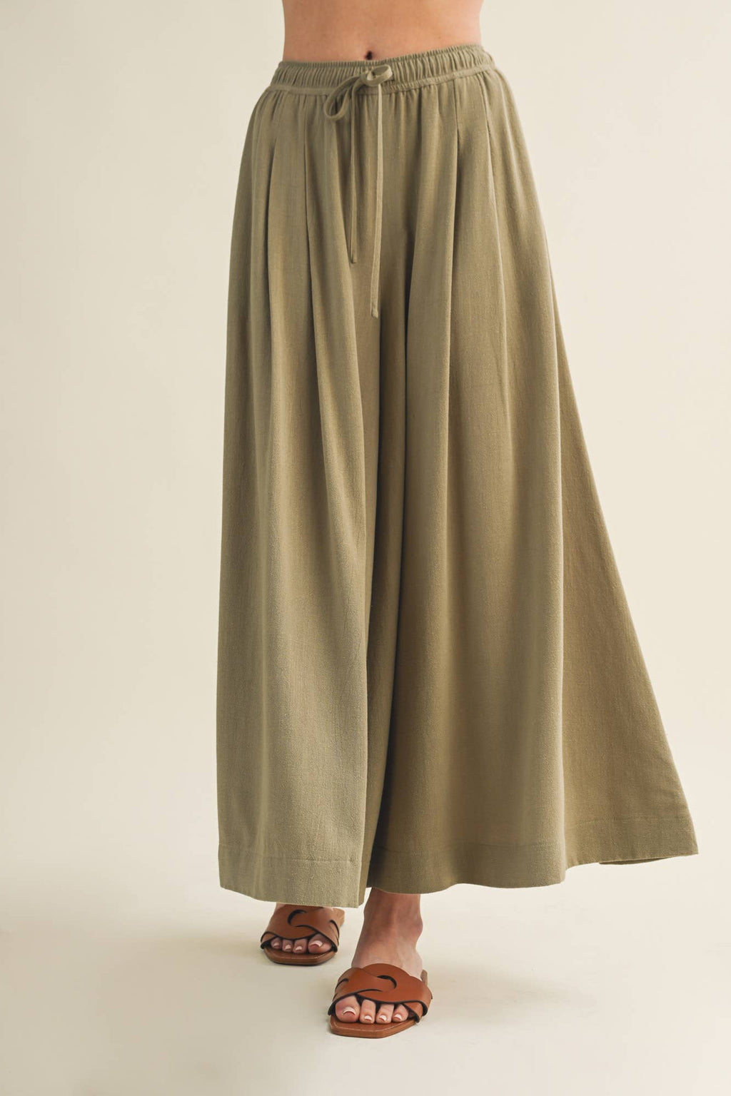 Cascading Volume Drawstring Waist Pants