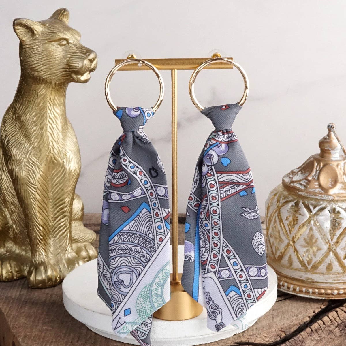 Wild Whimsy – Statement Fabric Tie Hoop Earrings