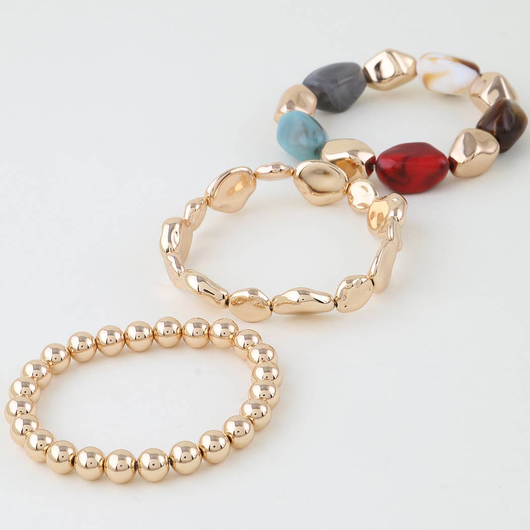 Triple Stone Beaded Bracelet