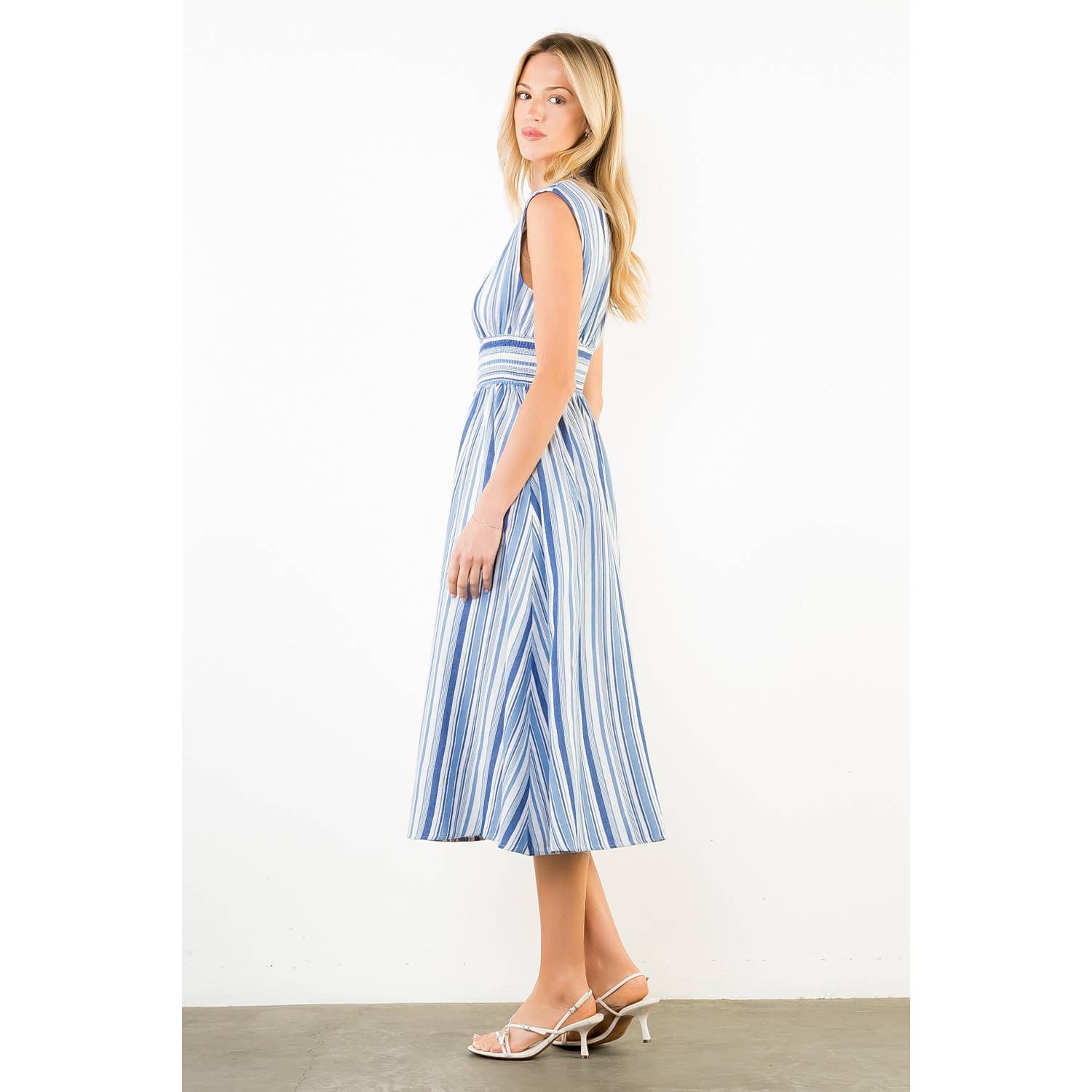 Sleeveless Stripe Midi Dress