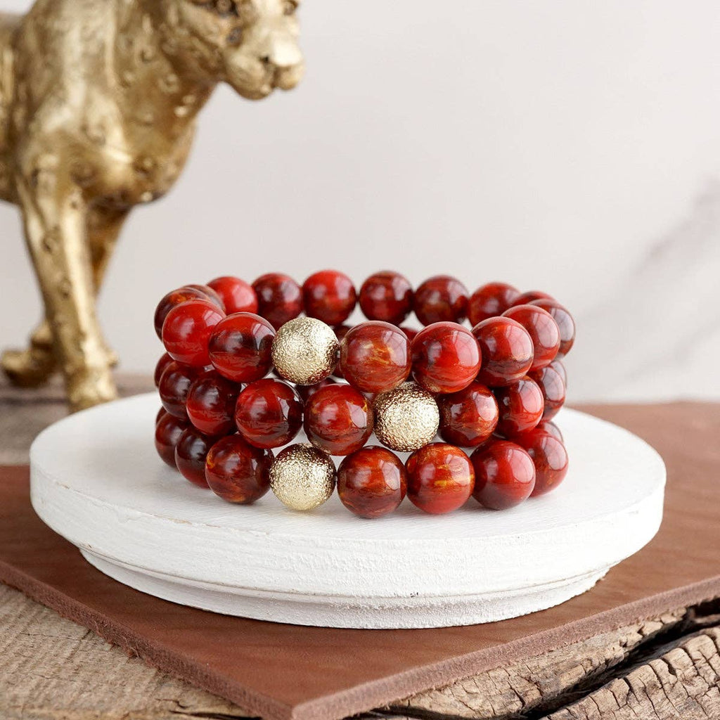 Chunky Beaded Stretch Bracelet Set – Fall Glow