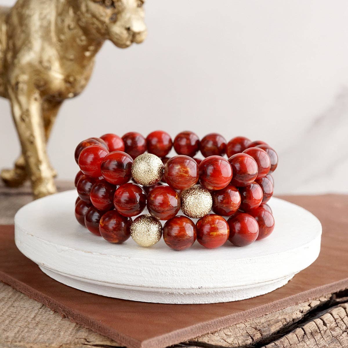 Chunky Beaded Stretch Bracelet Set – Fall Glow