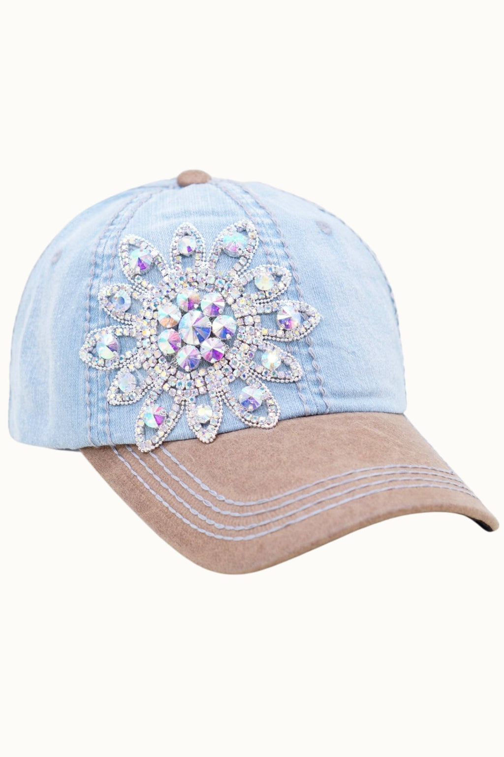 Sunflower Bejeweled Glitz Two-Toned Cap, Adjustable