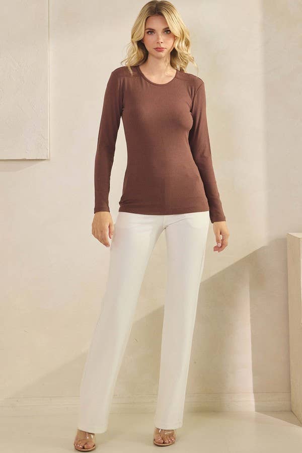 Pure Comfort Ribbed Long Sleeve Top Fall Tops