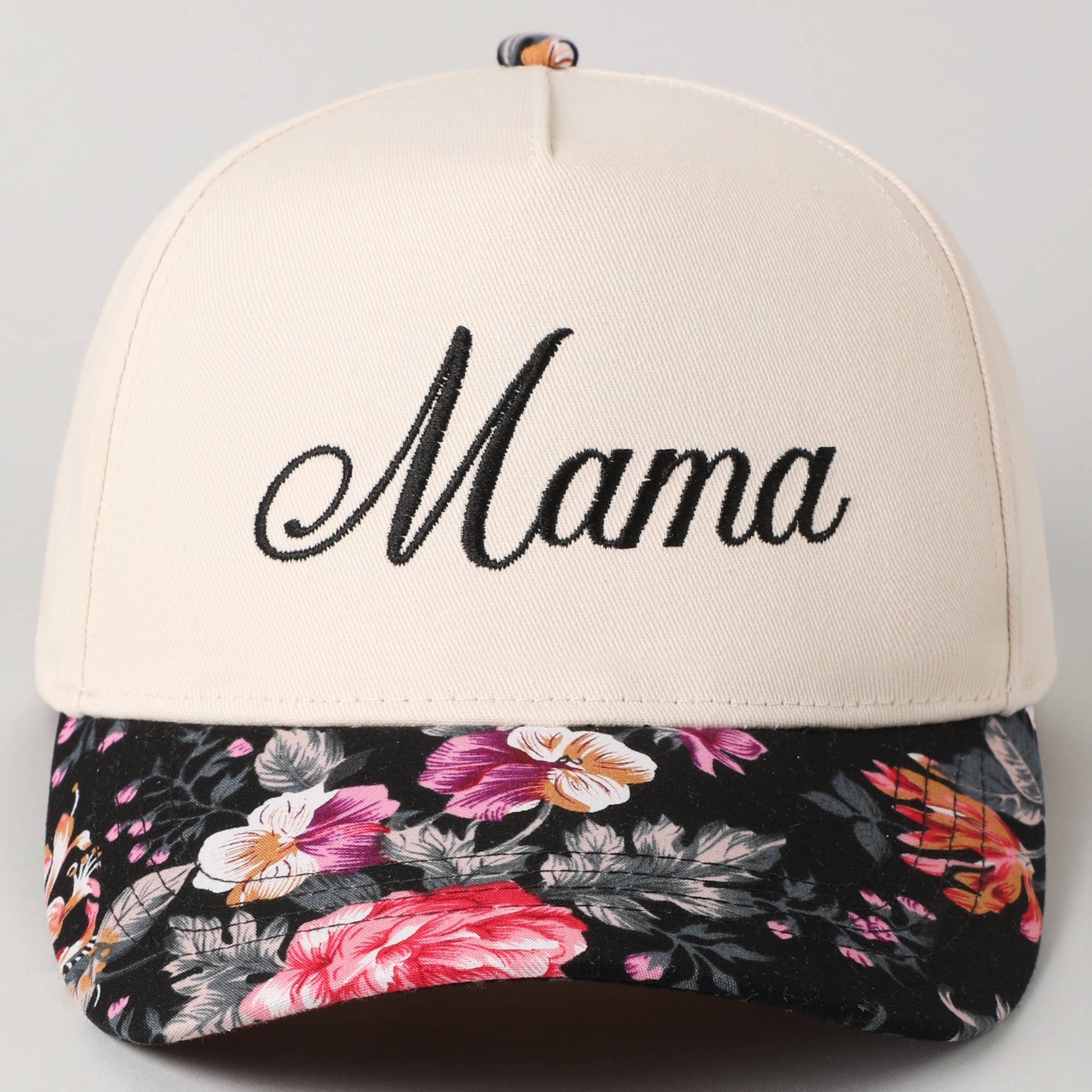 Mama Embroidery Floral Two-Tone Trucker Hat