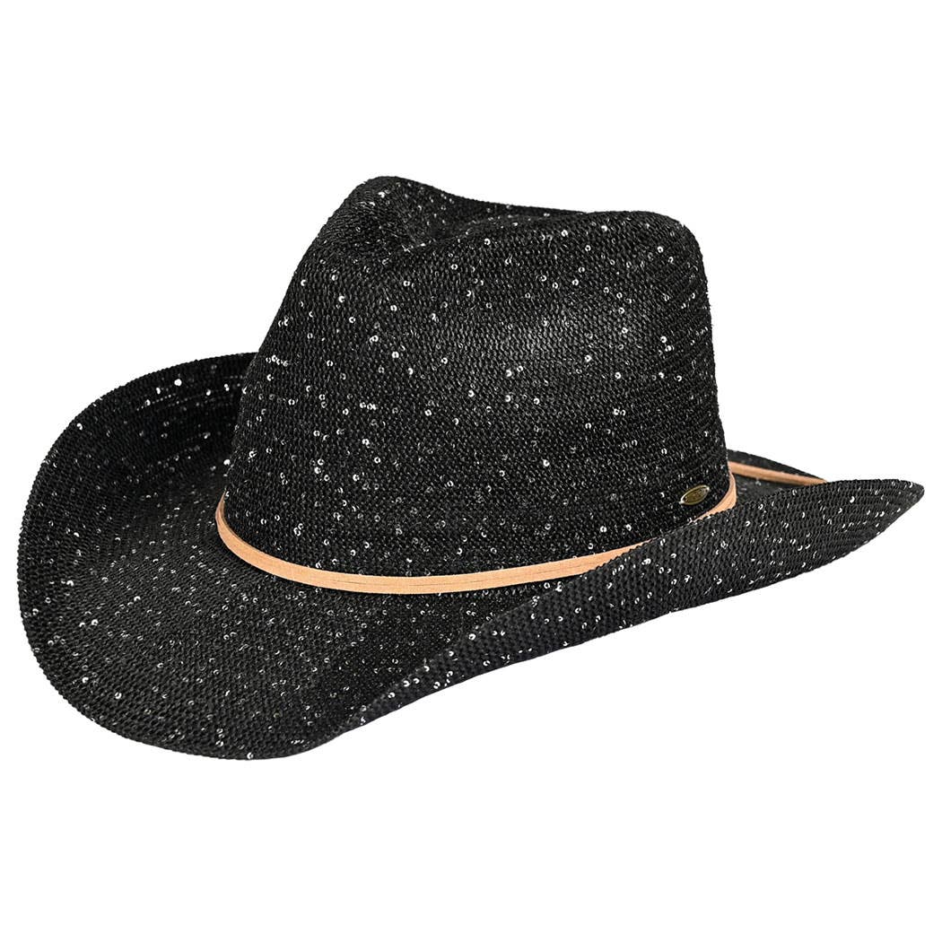 Sequin Cowboy Hat with Suede String