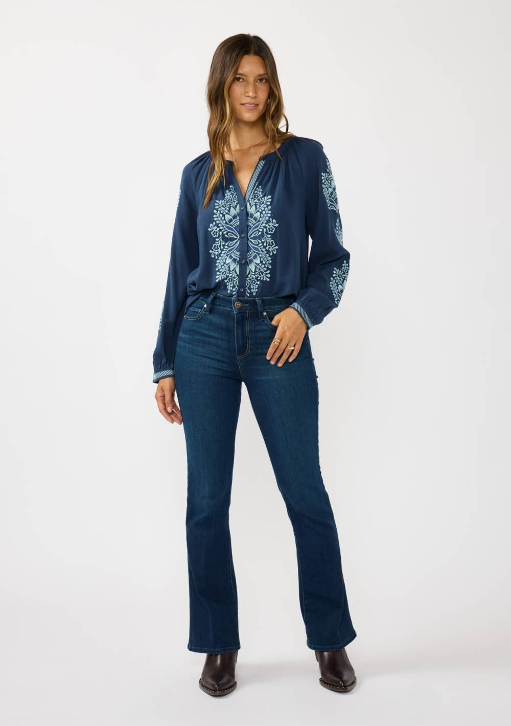 Maeve Embroidered Button Blouse