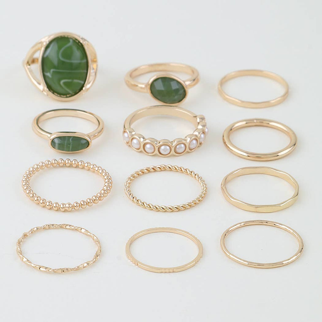 Multi Marble Stone Stackable Rings