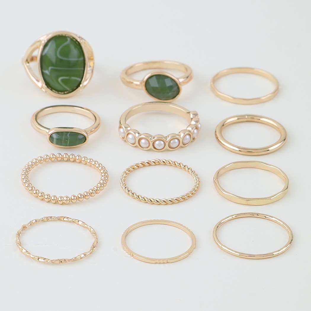 Multi Marble Stone Stackable Rings