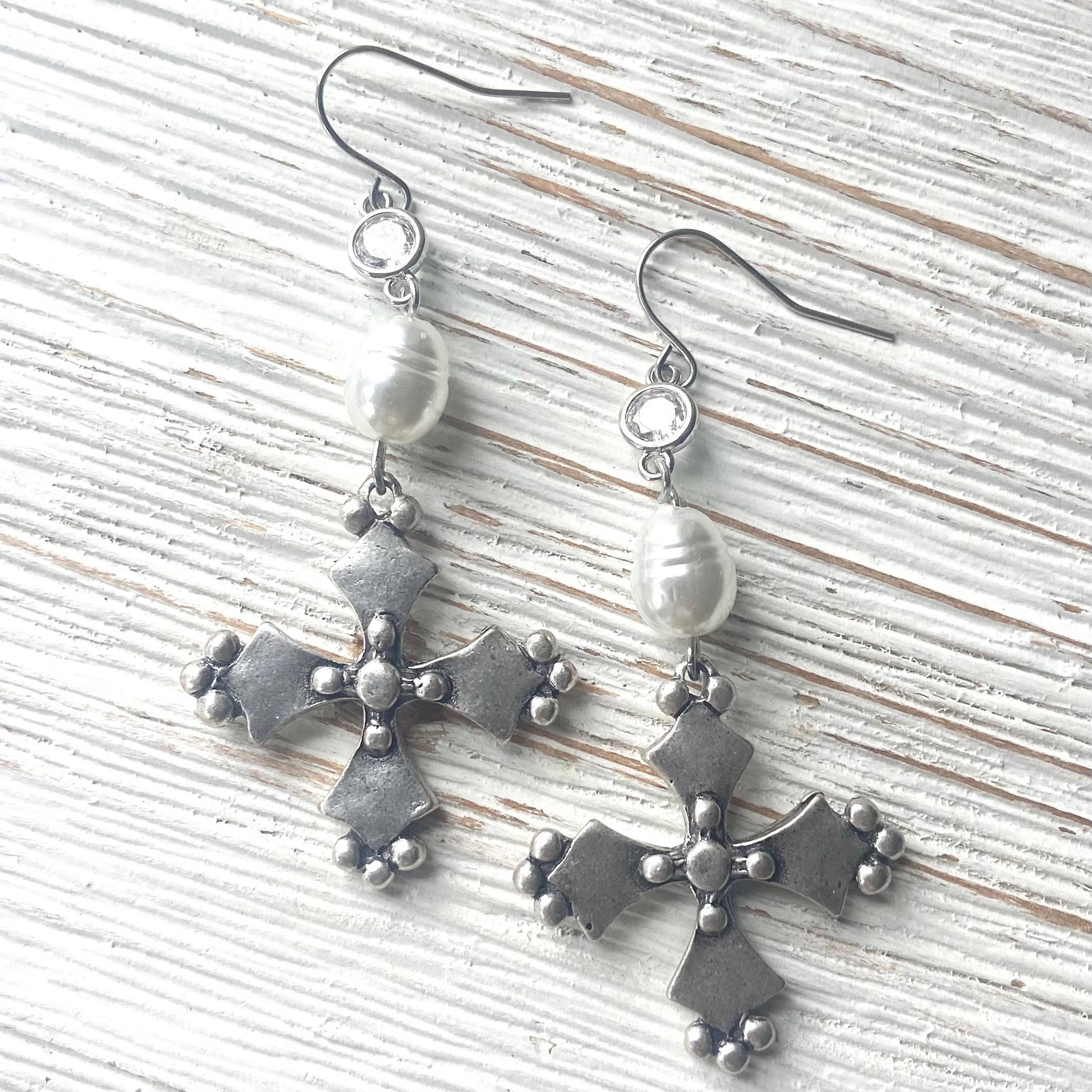 French Cross Earrings